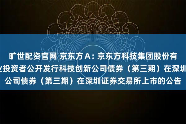 旷世配资官网 京东方Ａ: 京东方科技集团股份有限公司2025年面向专业投资者公开发行科技创新公司债券（第三期）在深圳证券交易所上市的公告