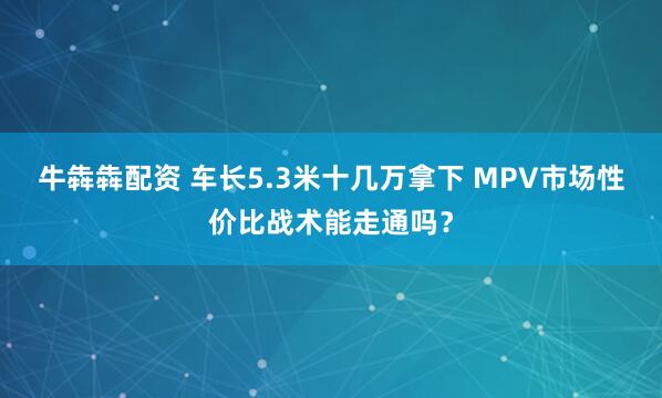 牛犇犇配资 车长5.3米十几万拿下 MPV市场性价比战术能走通吗？